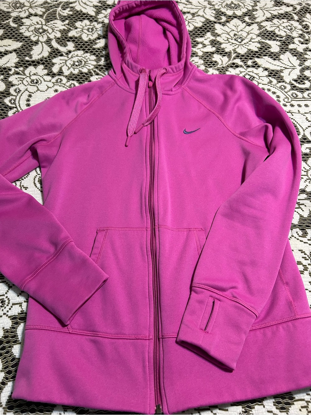 Nike Magenta Zip Hoodie with Navy Swoosh - Picture 4 of 13